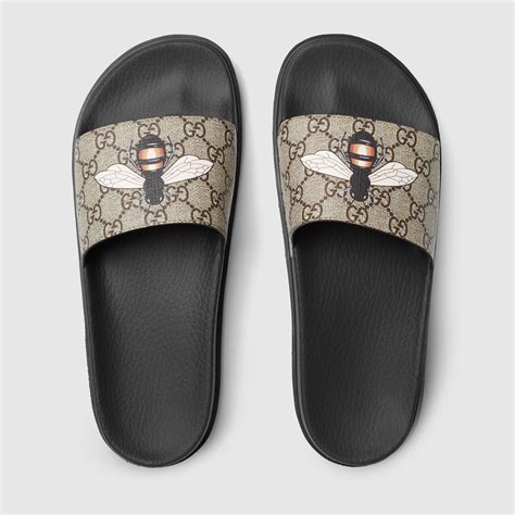 gucci gg supreme bee slides|gucci slides outlet.